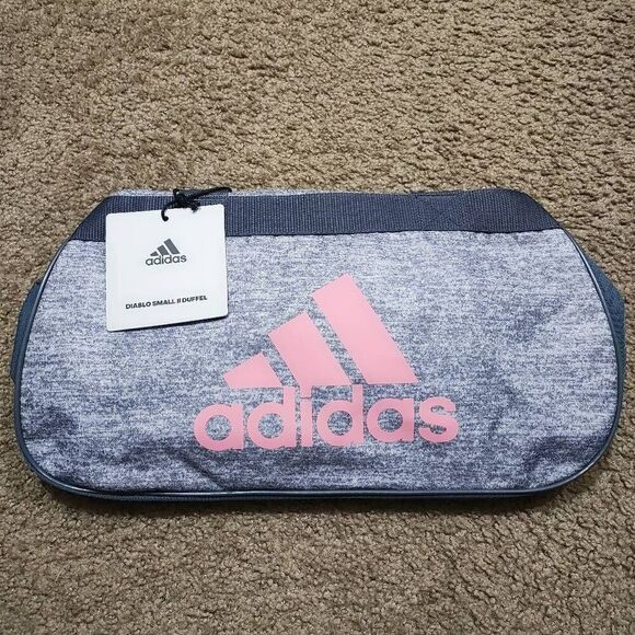 Adidas Diablo Small Duffel Athletic Training Bag Unisex Heather Gray Pink - Picture 2 of 7